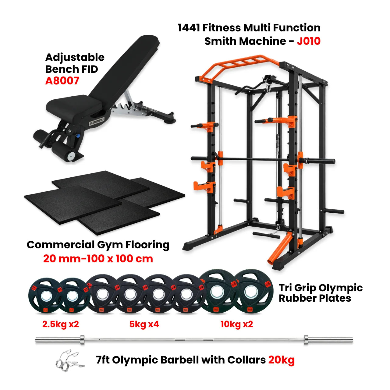 J010 Multi Function Rack Combo with Plate Set and Bench - Bundle Offer