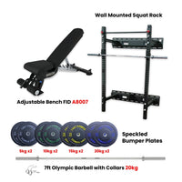 Thumbnail for 1441 Fitness Wall Mounted Squat Rack, Bumper Plate with Bench A8007 - Bundle Offer