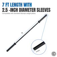 Thumbnail for 1441 Fitness 7 Ft Olympic Barbell with Collars - 20 Kg