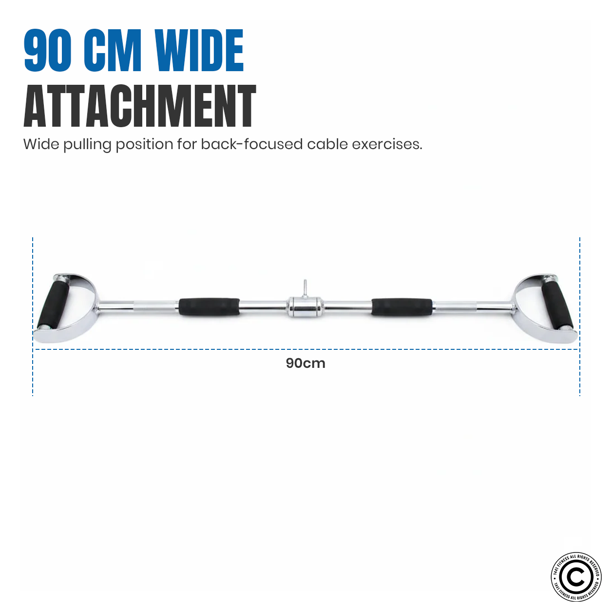 1441 Fitness Lat Attachment Double D Lat Pull Down with Rubber Grip - 90 cm