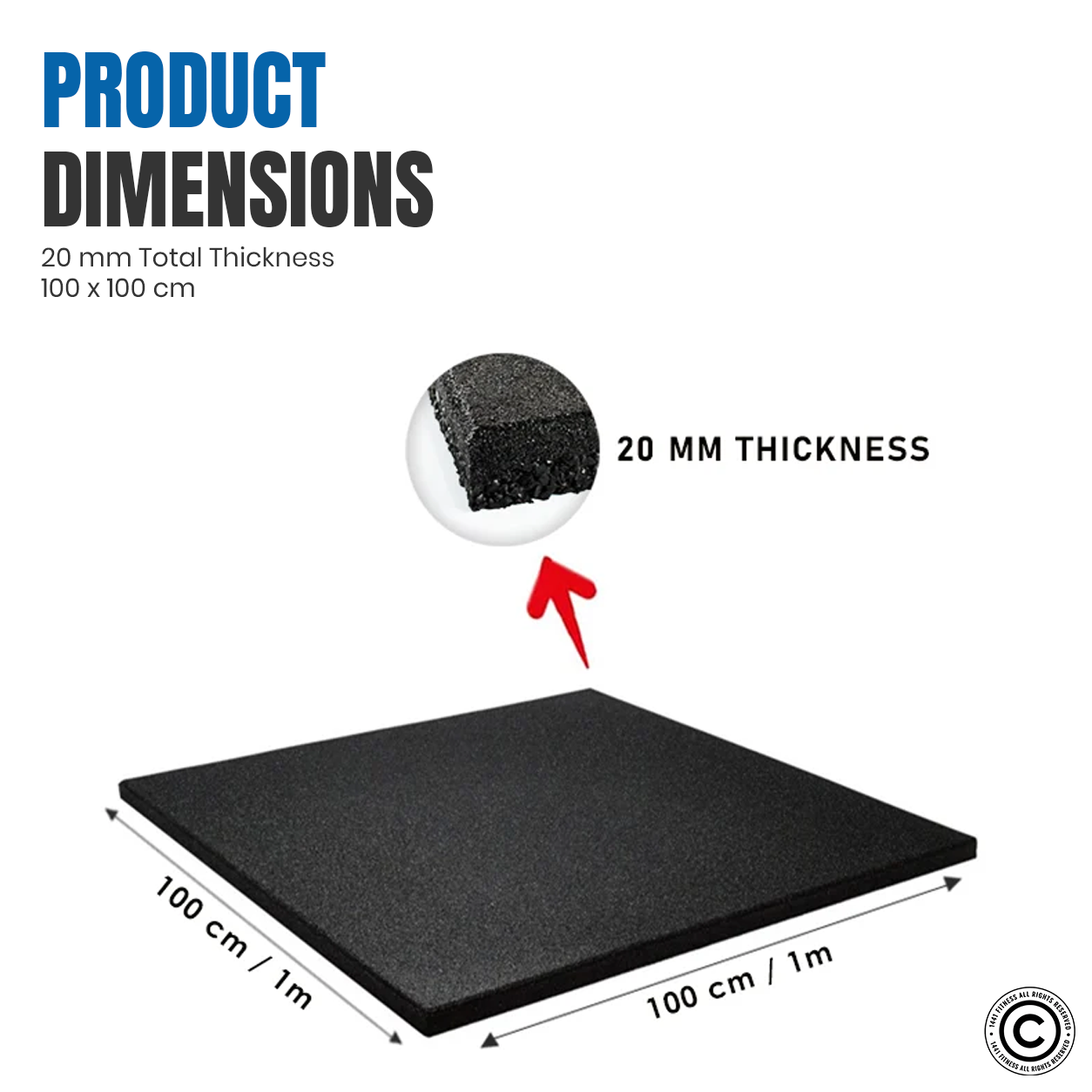 1441 Fitness Commercial Rubber Flooring for Gym 20 mm - 100 x 100 CM Speckled Red