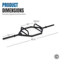 Thumbnail for 1441 Fitness Hex Trap Bar with Collars - Matt Black
