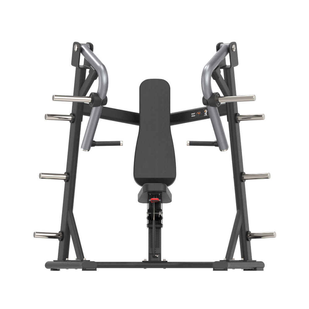 Gym machine with weight attachments on a white background