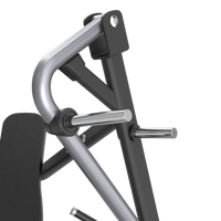 Close-up of a Insight Fitness Decline Chest Press - SH012 with black and silver components on a white background