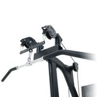 Close-up of a Insight Fitness Dual Pulley Lat Pulldown - BE8011 frame with handlebars on a white background