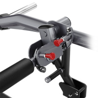 Close-up of a Insight Fitness Hip Thruster - SH031  with red adjustment knobs on a white background