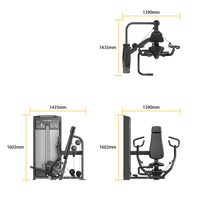 Insight Fitness ISO Lateral Chest Press - BE8001 with dimensions on a transparent background