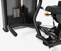 Close-up of a Insight Fitness ISO Lateral Chest Press - BE8001 with visible branding on a white background