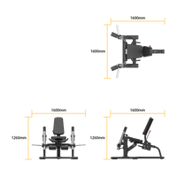 Measurement chart of a Insight Fitness Leg Extension - SH017  with various components and dimensions on a white background.