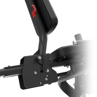 Close-up of a Insight Fitness Leg Extension - SH017 seat with red component on a white background