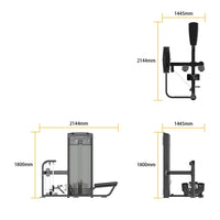 Measurement chart of Insight Fitness Multi Pulley Row - BE8005 with dimensions labeled.