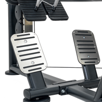 Close-up of aInsight Fitness Multi Pulley Row - BE8005 with foot platforms on a white background