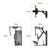 Dimensions of a piece of Insight Fitness Pectoral Fly & Rear Deltoid - BE8003 shown from different angles on a white background.