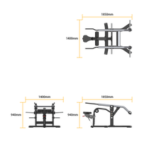 Dimensions of a Insight Fitness Triceps Curl - SH016 setup with measurement labels on a white background
