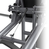 Close-up of a Insight Fitness V Squat - SH038 structure with various components on a white background