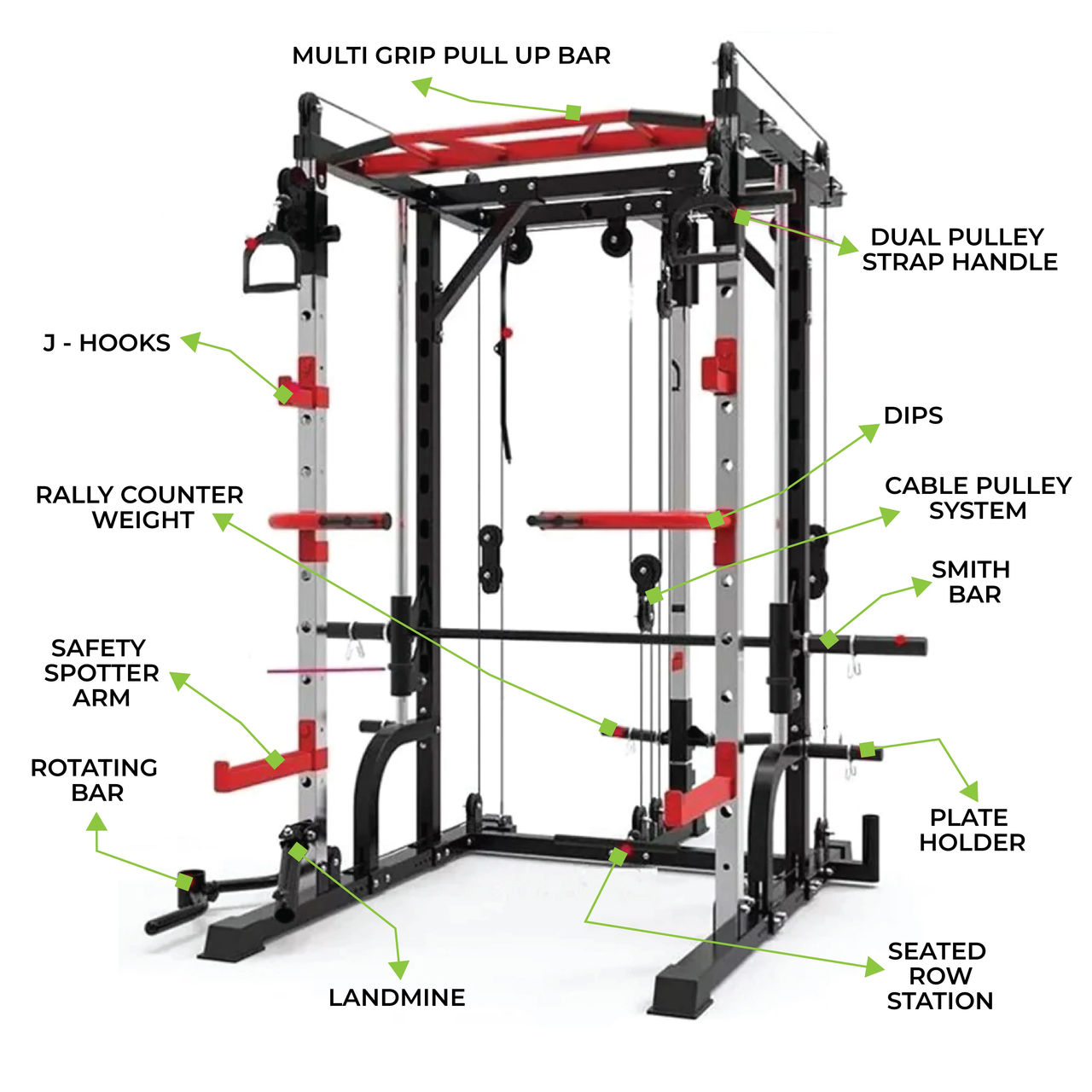 J009 Multi Function Rack Combo with Plate Set and Bench - Bundle Offer - J009