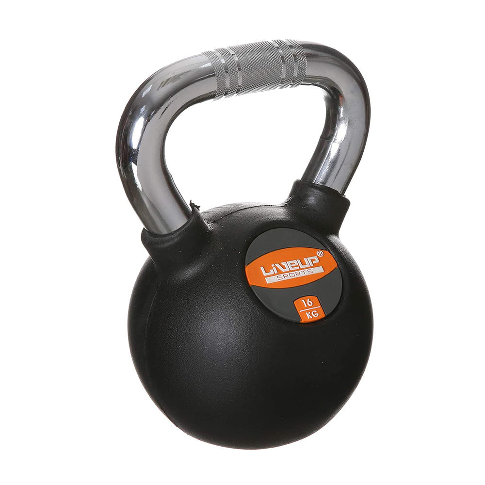 LiveUp Rubber Coated Kettlebell Black Color - LS2044