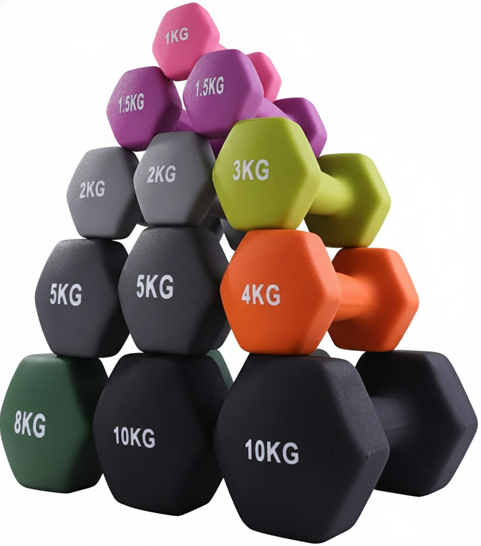 Neoprene Dumbbells with Rack