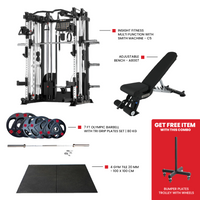 Thumbnail for Heavy Duty Gym Tile 20 MM -100 x 100 CM Adjustable bench A8007 for home gym workout 7 Ft Olympic Barbell with Tri Grip Plates Set | 80 kg  Insight Fitness Multi Function with Smith Machine - C5