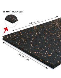 1441 Fitness Speckled Orange Gym Flooring 100 x 100 (cm) - 20 mm Thickness