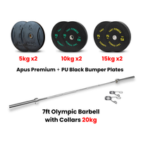 Thumbnail for PU Black Bumper Plates with 7 Ft Bar - 80 Kg Set - Bundle Offer
