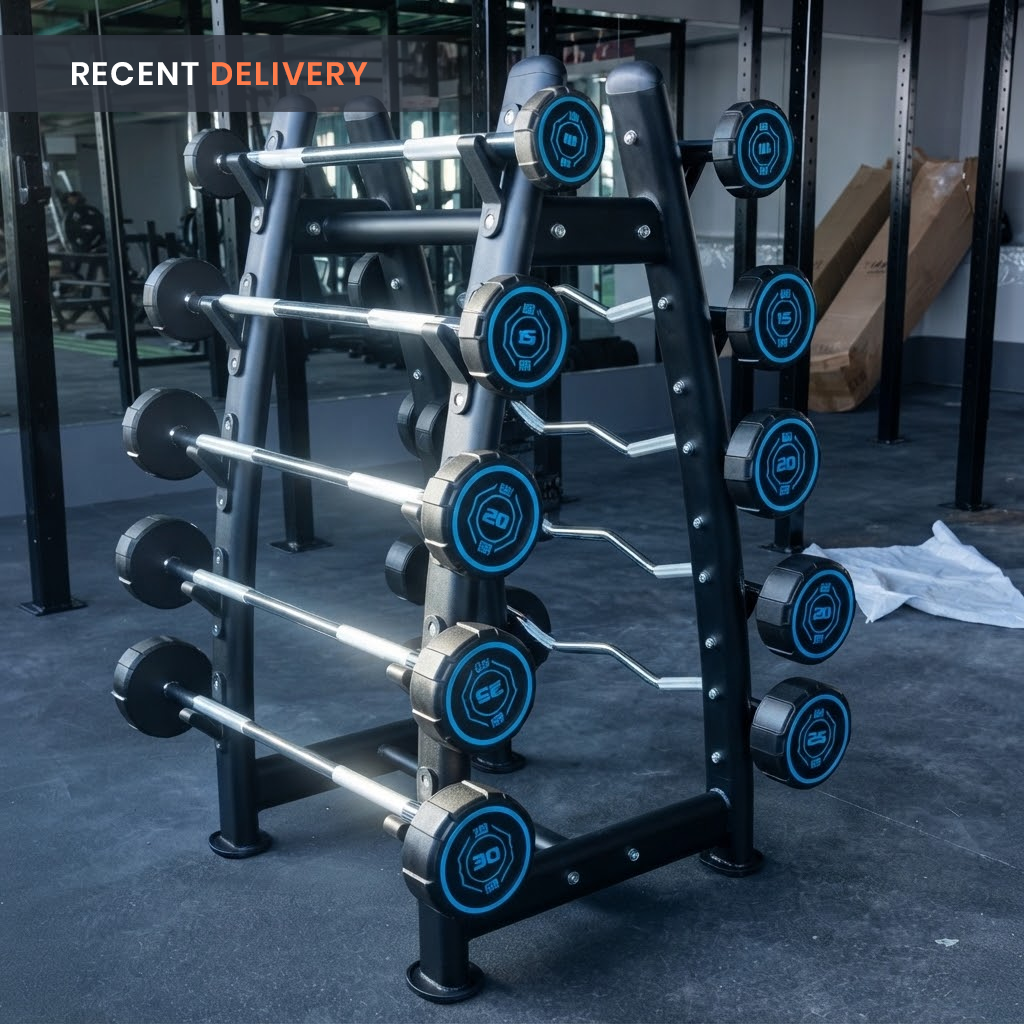 Fixed Straight & Curl PU Barbell Set with Rack - 10 kg to 30 kg - Bundle Offer