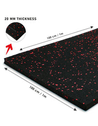 1441 Fitness Speckled Red Gym Flooring 100 x 100 (cm) - 20mm Thickness