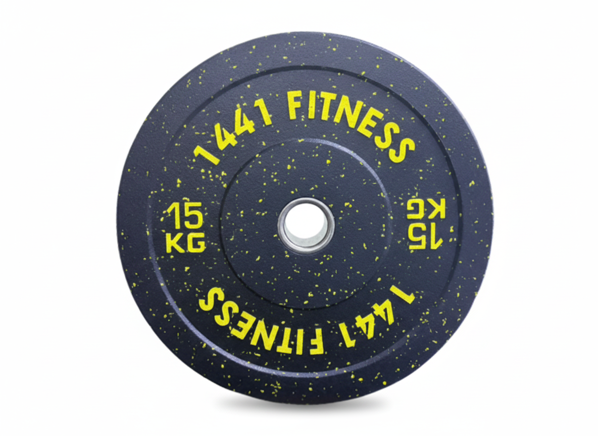 Speckled Bumper Plates with 7 ft Olympic Bar - 80 Kg Set - Bundle Offer - 15KG