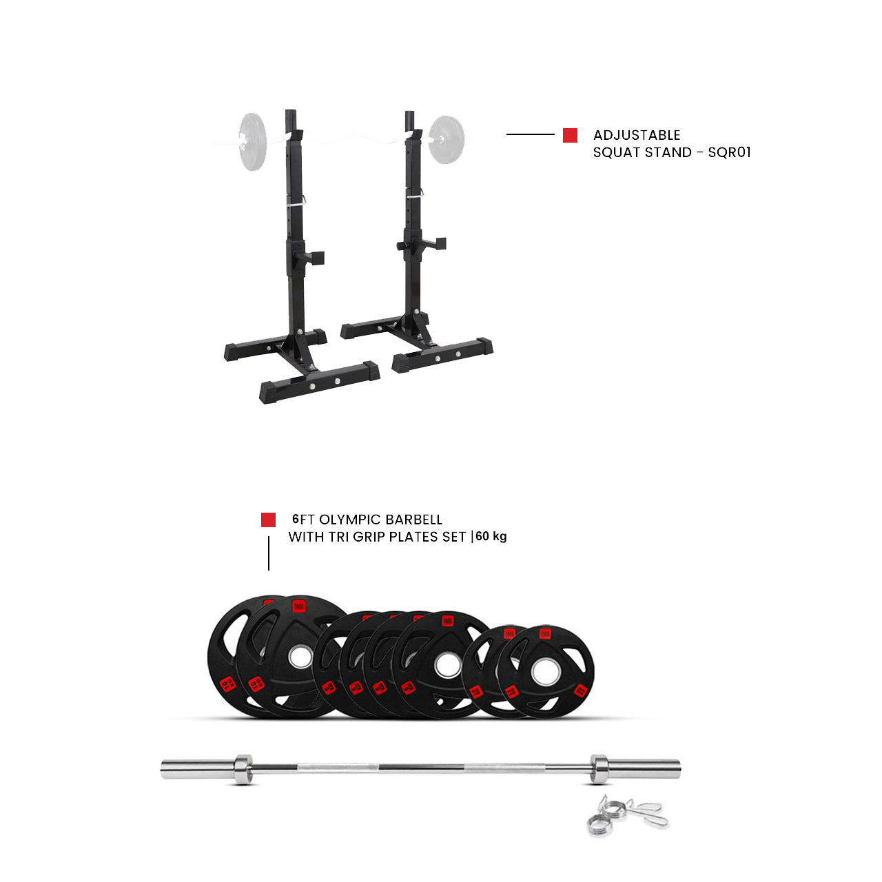 SQR01 Squat Rack Combo with Plate Set - Bundle Offer