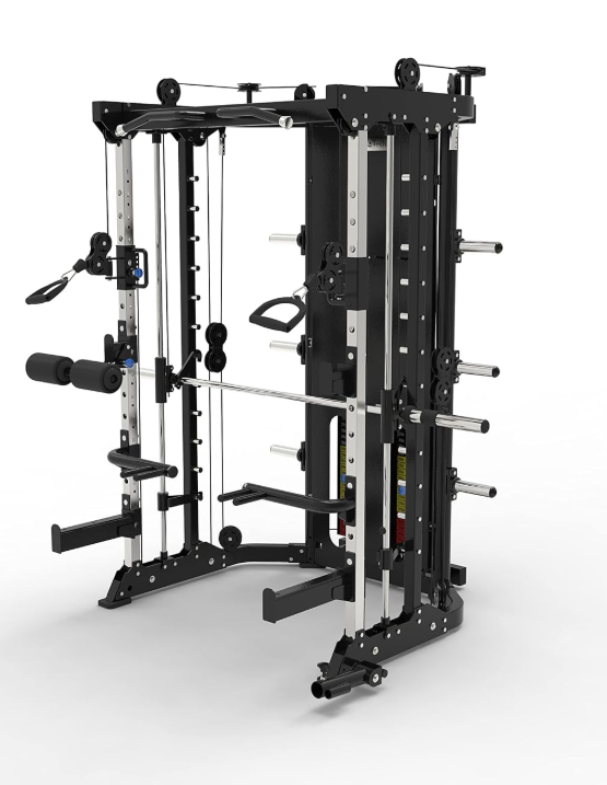 1441 Fitness Multi Function Smith Machine 41FC81 with Rubber Flooring, Tri Grip Plate with Bench A8007 - Bundle Offer - 41FC81