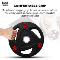 Thumbnail for Tri Grip Plates with 7 Ft Olympic Bar - 120 Kg Set - Bundle Offer