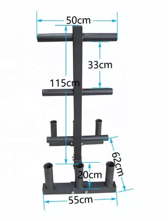 1441 Fitness Premium Weight Plate Rack with 6 Bar Holder