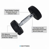 Thumbnail for 1441 Fitness Rubber Round Dumbbells BLACK & WHITE