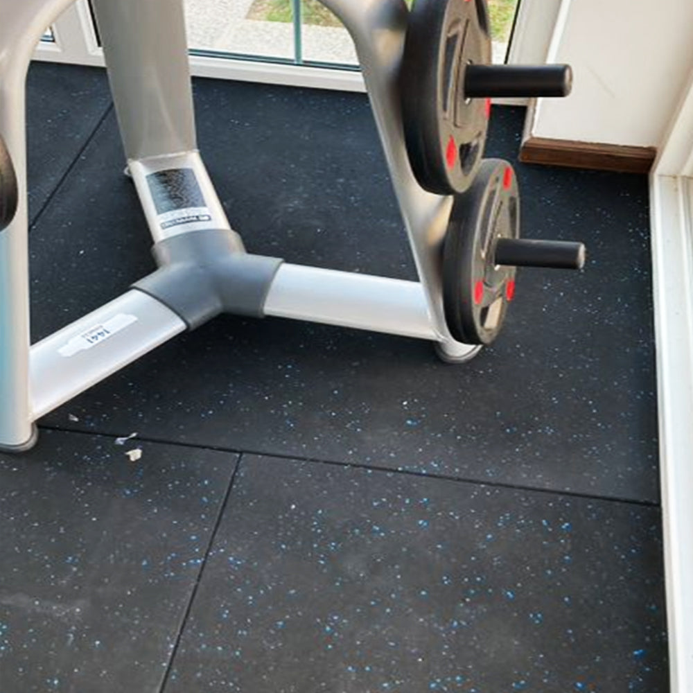 1441 Fitness Commercial Rubber Flooring for Gym 20 mm - 100 x 100 CM Speckled Blue