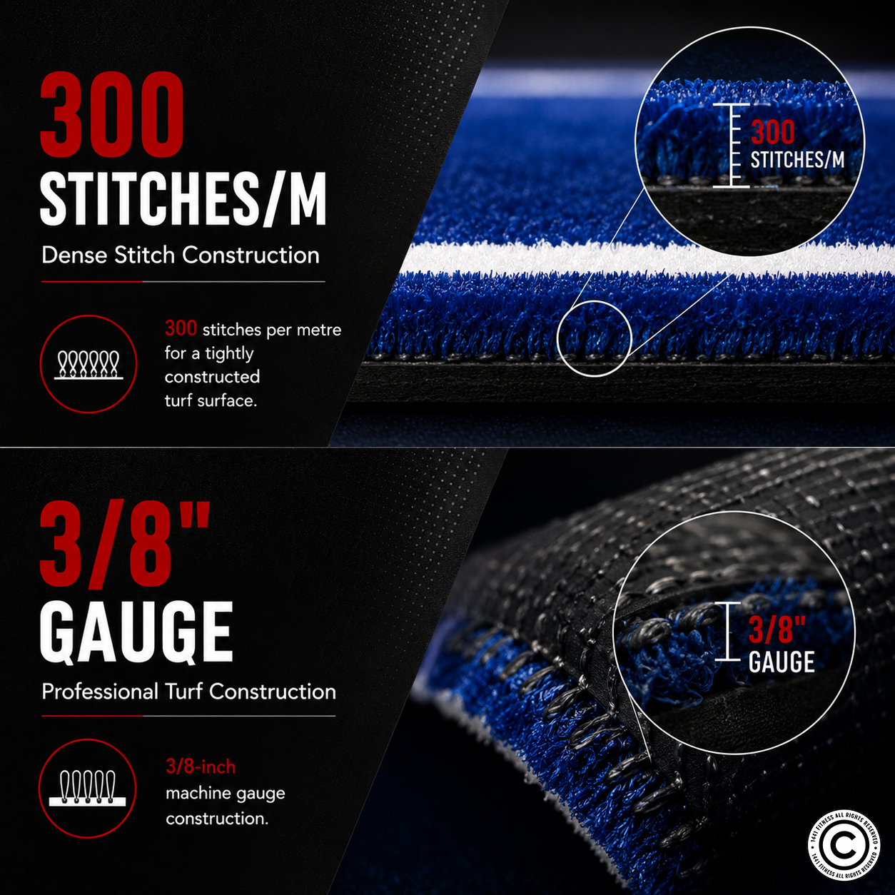 Sled Track Grass with Marking - 10 x 2 Meters (Blue)