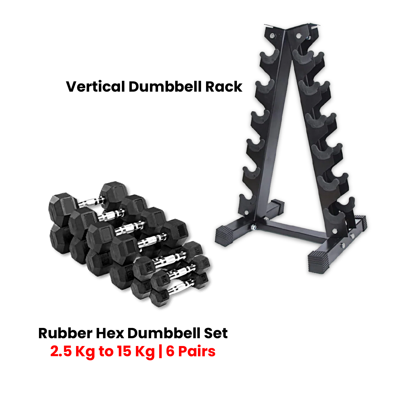 MDL66 Squat Rack Home Gym Bundle Offer  - 2 - Hex Dumbbell set with Rack