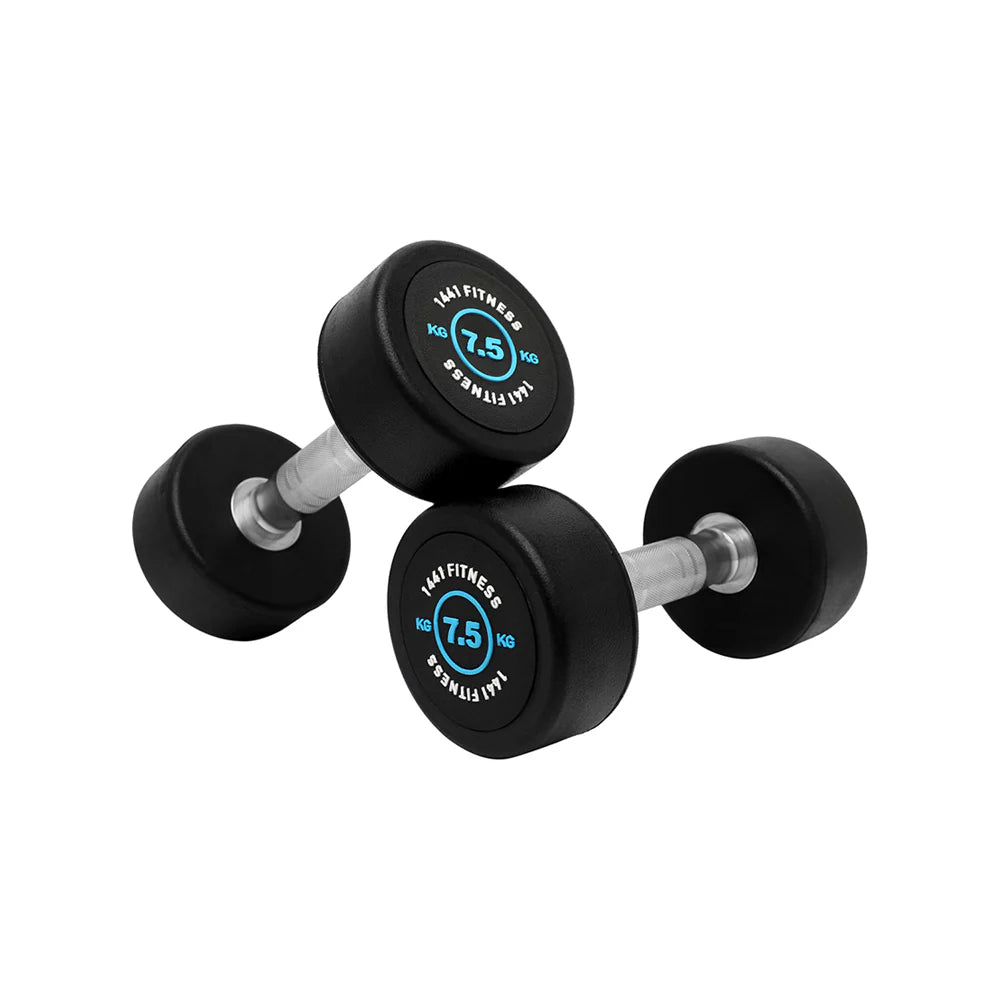 1441 Fitness | 2.5 KG - 50 KG Premium Rubber Round Dumbbells (Sold as Pair)