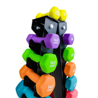 Thumbnail for Neoprene dumbbells with rack