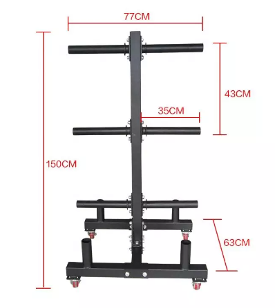 1441 Fitness Commercial Plate Rack and Bar Holder with Wheels