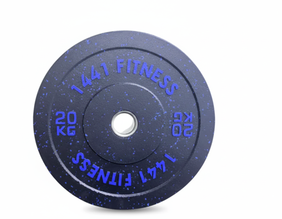 1441 Fitness Wall Mounted Squat Rack, Bumper Plate with Bench A8007 - Bundle Offer - Speckled Bumper Plate 20KG