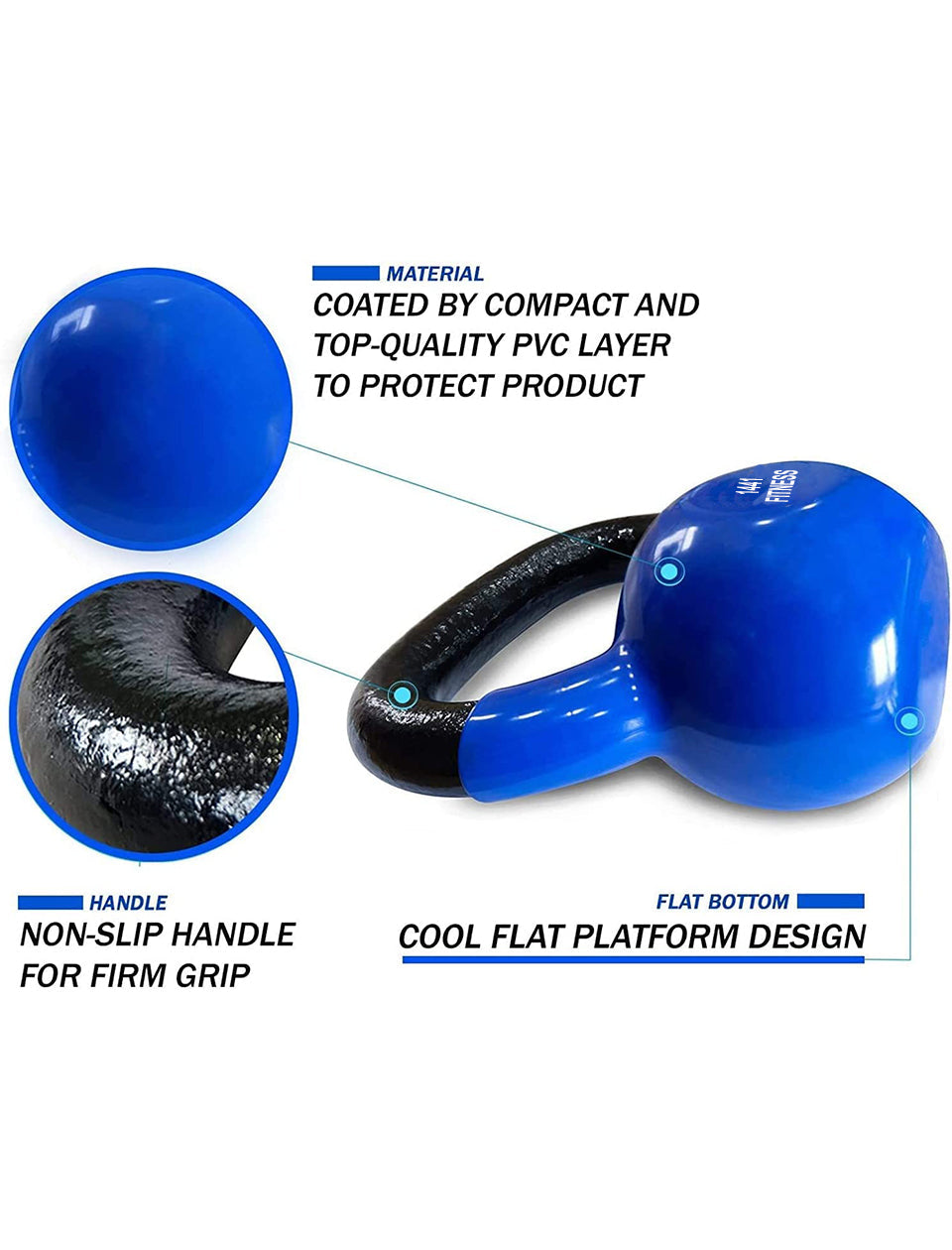 1441 Fitness Vinyl Kettlebell Set 4 Kg to 10 Kg (4 PCS Set ) 