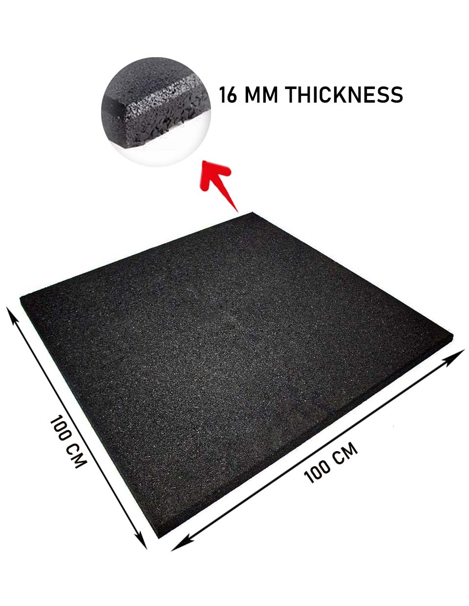 1441 Fitness Heavy Duty Gym Tile 15 mm - 100 x 100 CM | Rubber Flooring