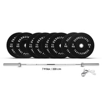 7ft Olympic Bar with Bumper Plates
