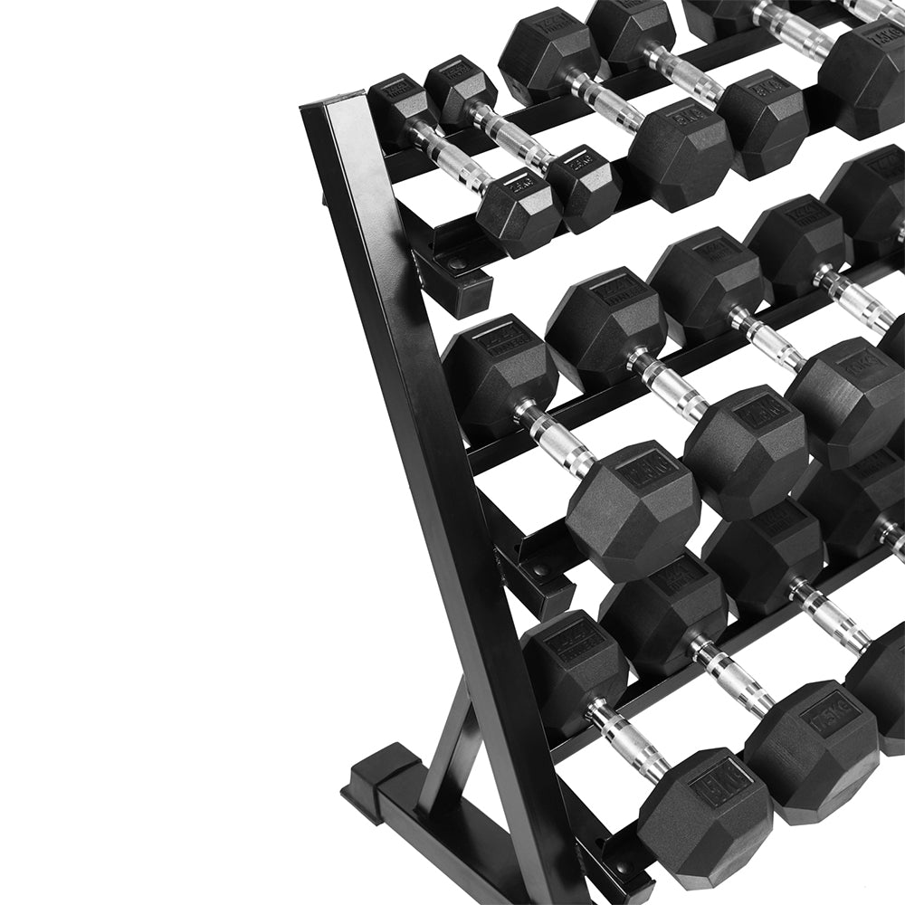 1441 Fitness Hex Dumbbells Set with Rack - 2.5 Kg to 20 Kg