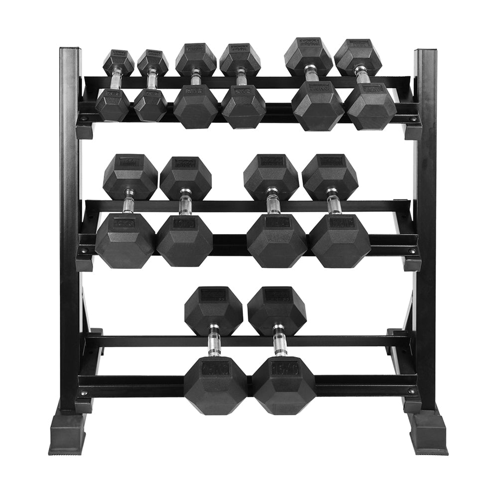 1441 Fitness Hex Dumbbells Set with Rack - 2.5 Kg to 15 Kg