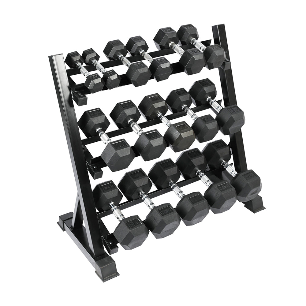 1441 Fitness Hex Dumbbells Set with Rack - 2.5 Kg to 20 Kg