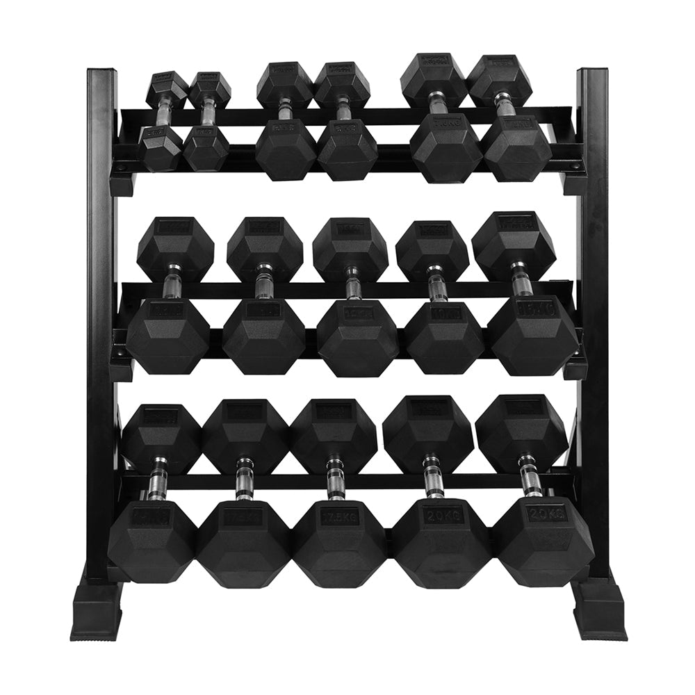 1441 Fitness Hex Dumbbells Set with Rack - 2.5 Kg to 20 Kg