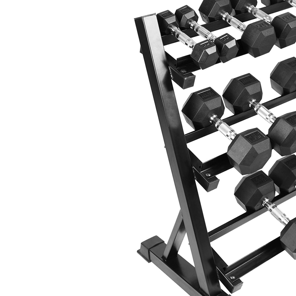 1441 Fitness Hex Dumbbells Set with Rack - 2.5 Kg to 15 Kg